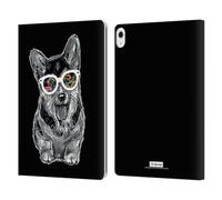 Head Case Designs Officially Licensed P.D. Moreno Pembroke Welsh Corgi Black And White Dogs Leather Wallet Case Compatible With Apple iPad Air 13 2024/2025