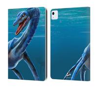 Head Case Designs Officially Licensed P.D. Moreno Plesiosaur Dinosaur Leather Wallet Case Compatible With Apple iPad Air 11 2020/2022/2024/2025