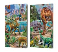 Head Case Designs Officially Licensed P.D. Moreno Predator And Prey Dinosaur Scene Leather Wallet Case Compatible With Apple iPad 10.2 2019/2020/2021