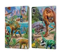 Head Case Designs Officially Licensed P.D. Moreno Predator And Prey Dinosaur Scene Leather Wallet Case Compatible With Apple iPad Pro 12.9 2020/2021/2022
