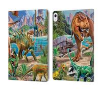 Head Case Designs Officially Licensed P.D. Moreno Predator And Prey Dinosaur Scene Leather Wallet Case Compatible With Apple iPad Air 13 2024/2025