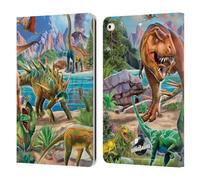 Head Case Designs Officially Licensed P.D. Moreno Predator And Prey Dinosaur Scene Leather Wallet Case Compatible With Apple iPad 9.7 2017 / iPad 9.7 2018