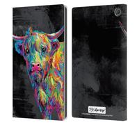 Head Case Designs Officially Licensed P.D. Moreno Reuben The Highland Cow Animals II Leather Wallet Case Compatible With Amazon Fire Max 11 2023