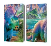 Head Case Designs Officially Licensed P.D. Moreno Triceratops Dinosaur Leather Wallet Case Compatible With Apple iPad 10.9 2022/2025