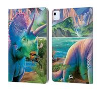 Head Case Designs Officially Licensed P.D. Moreno Triceratops Dinosaur Leather Wallet Case Compatible With Apple iPad Air 11 2020/2022/2024/2025