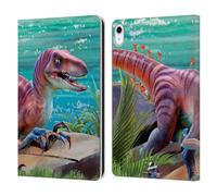 Head Case Designs Officially Licensed P.D. Moreno Velociraptor Dinosaur Leather Wallet Case Compatible With Apple iPad 10.9 2022/2025
