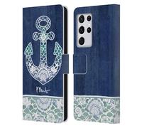 Head Case Designs Officially Licensed Paul Brent Anchor Collage Ocean Leather Wallet Case Compatible With Samsung Galaxy S21 Ultra 5G