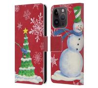 Head Case Designs Officially Licensed Paul Brent Snowman Christmas Leather Wallet Case Compatible With Apple iPhone 15 Pro