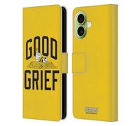 Head Case Designs Officially Licensed Peanuts Charlie Brown Good Grief 2 Varsity Sports Leather Wallet Case Compatible With Apple iPhone 17