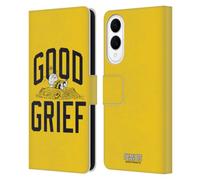 Head Case Designs Officially Licensed Peanuts Charlie Brown Good Grief 2 Varsity Sports Leather Wallet Case Compatible With Samsung Galaxy S25 Edge