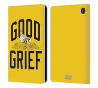 Head Case Designs Officially Licensed Peanuts Charlie Brown Good Grief 2 Varsity Sports Leather Wallet Case Compatible With Amazon Fire 7 2022