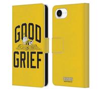 Head Case Designs Officially Licensed Peanuts Charlie Brown Good Grief 2 Varsity Sports Leather Wallet Case Compatible With Apple iPhone 16e