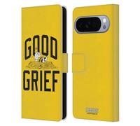 Head Case Designs Officially Licensed Peanuts Charlie Brown Good Grief 2 Varsity Sports Leather Wallet Case Compatible With Google Pixel 10 Pro XL