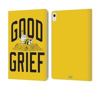 Head Case Designs Officially Licensed Peanuts Charlie Brown Good Grief 2 Varsity Sports Leather Wallet Case Compatible With Apple iPad Air 13 2024/2025