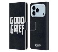 Head Case Designs Officially Licensed Peanuts Charlie Brown Good Grief Rock Tees Leather Wallet Case Compatible With Apple iPhone 17 Pro