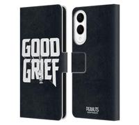 Head Case Designs Officially Licensed Peanuts Charlie Brown Good Grief Rock Tees Leather Wallet Case Compatible With Samsung Galaxy S25 Edge
