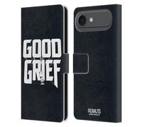 Head Case Designs Officially Licensed Peanuts Charlie Brown Good Grief Rock Tees Leather Wallet Case Compatible With Apple iPhone 17 Air