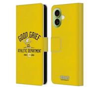 Head Case Designs Officially Licensed Peanuts Charlie Brown Good Grief Varsity Sports Leather Wallet Case Compatible With Apple iPhone 17