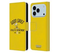 Head Case Designs Officially Licensed Peanuts Charlie Brown Good Grief Varsity Sports Leather Wallet Case Compatible With Apple iPhone 17 Pro