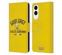Head Case Designs Officially Licensed Peanuts Charlie Brown Good Grief Varsity Sports Leather Wallet Case Compatible With Samsung Galaxy S25 Edge