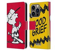 Head Case Designs Officially Licensed Peanuts Charlie Good Grief Halfs And Laughs Leather Wallet Case Compatible With Apple iPhone 14 Pro