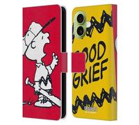 Head Case Designs Officially Licensed Peanuts Charlie Good Grief Halfs And Laughs Leather Wallet Case Compatible With Apple iPhone 17
