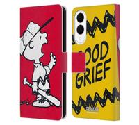 Head Case Designs Officially Licensed Peanuts Charlie Good Grief Halfs And Laughs Leather Wallet Case Compatible With Samsung Galaxy S25 Edge