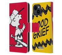 Head Case Designs Officially Licensed Peanuts Charlie Good Grief Halfs And Laughs Leather Wallet Case Compatible With Apple iPhone 15