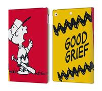 Head Case Designs Officially Licensed Peanuts Charlie Good Grief Halfs And Laughs Leather Wallet Case Compatible With Apple iPad 10.2 2019/2020/2021