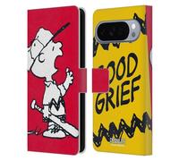 Head Case Designs Officially Licensed Peanuts Charlie Good Grief Halfs And Laughs Leather Wallet Case Compatible With Google Pixel 10 Pro XL