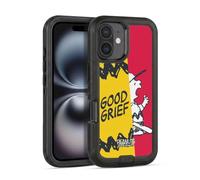 Head Case Designs Officially Licensed Peanuts Charlie Good Grief Halfs And Laughs Ultra-Armoured Shockproof Case [Military Grade Protection] Compatible With Apple iPhone 16