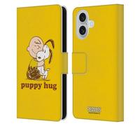 Head Case Designs Officially Licensed Peanuts Charlie Puppy Hug Snoopy Hug Leather Wallet Case Compatible With Apple iPhone 16