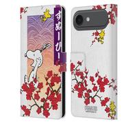 Head Case Designs Officially Licensed Peanuts Cherry Blossoms 2 Oriental Snoopy Leather Wallet Case Compatible With Apple iPhone 17 Air