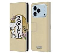 Head Case Designs Officially Licensed Peanuts Cherry Blossoms 3 Oriental Snoopy Leather Wallet Case Compatible With Apple iPhone 17 Pro