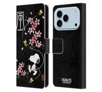 Head Case Designs Officially Licensed Peanuts Cherry Blossoms Oriental Snoopy Leather Wallet Case Compatible With Apple iPhone 17 Pro