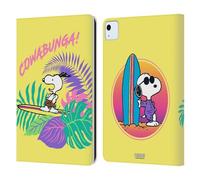 Head Case Designs Officially Licensed Peanuts Cowabunga! Snoopy Aloha Disco Leather Wallet Case Compatible With Apple iPad Air 11 2020/2022/2024/2025