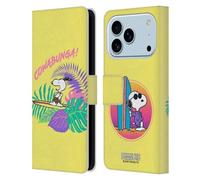 Head Case Designs Officially Licensed Peanuts Cowabunga! Snoopy Aloha Disco Leather Wallet Case Compatible With Apple iPhone 17 Pro