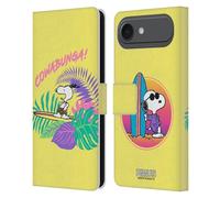 Head Case Designs Officially Licensed Peanuts Cowabunga! Snoopy Aloha Disco Leather Wallet Case Compatible With Apple iPhone 17 Air