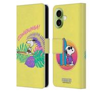 Head Case Designs Officially Licensed Peanuts Cowabunga! Snoopy Aloha Disco Leather Wallet Case Compatible With Apple iPhone 17