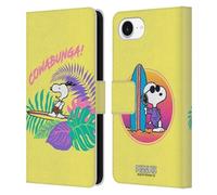 Head Case Designs Officially Licensed Peanuts Cowabunga! Snoopy Aloha Disco Leather Wallet Case Compatible With Apple iPhone 16e