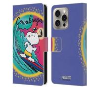 Head Case Designs Officially Licensed Peanuts Cowabunga Surf Snoopy Boardwalk Airbrush Leather Wallet Case Compatible With Apple iPhone 16 Pro