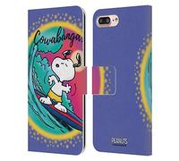Head Case Designs Officially Licensed Peanuts Cowabunga Surf Snoopy Boardwalk Airbrush Leather Wallet Case Compatible With Apple iPhone 7 Plus/iPhone 8 Plus