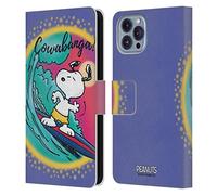 Head Case Designs Officially Licensed Peanuts Cowabunga Surf Snoopy Boardwalk Airbrush Leather Wallet Case Compatible With Apple iPhone 14