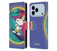 Head Case Designs Officially Licensed Peanuts Cowabunga Surf Snoopy Boardwalk Airbrush Leather Wallet Case Compatible With Apple iPhone 17 Pro