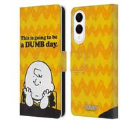 Head Case Designs Officially Licensed Peanuts Dumb Day Charlie Brown Leather Wallet Case Compatible With Samsung Galaxy S25 Edge
