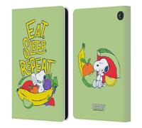 Head Case Designs Officially Licensed Peanuts Eat Sleep Snoopy Naturally Sweet Leather Wallet Case Compatible With Amazon Fire 7 2022