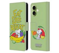 Head Case Designs Officially Licensed Peanuts Eat Sleep Snoopy Naturally Sweet Leather Wallet Case Compatible With Apple iPhone 17
