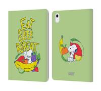 Head Case Designs Officially Licensed Peanuts Eat Sleep Snoopy Naturally Sweet Leather Wallet Case Compatible With Apple iPad Air 11 2020/2022/2024/2025