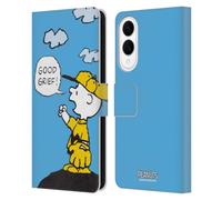 Head Case Designs Officially Licensed Peanuts Good Grief Charlie Brown Leather Wallet Case Compatible With Samsung Galaxy S25 Edge