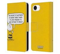 Head Case Designs Officially Licensed Peanuts Happiness Charlie Brown Leather Wallet Case Compatible With Apple iPhone 16e